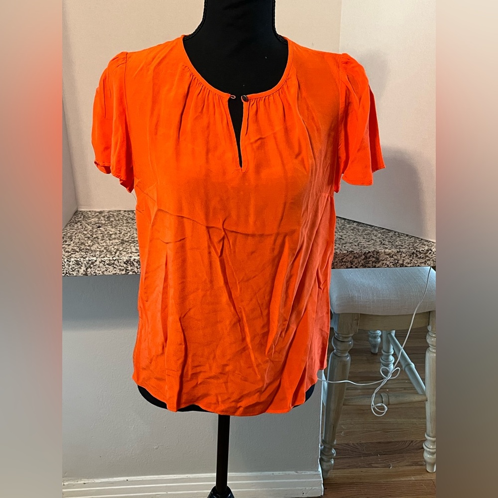 Boden Short Sleeve Keyhole Career Orange Blouse Wonen’s Size 4